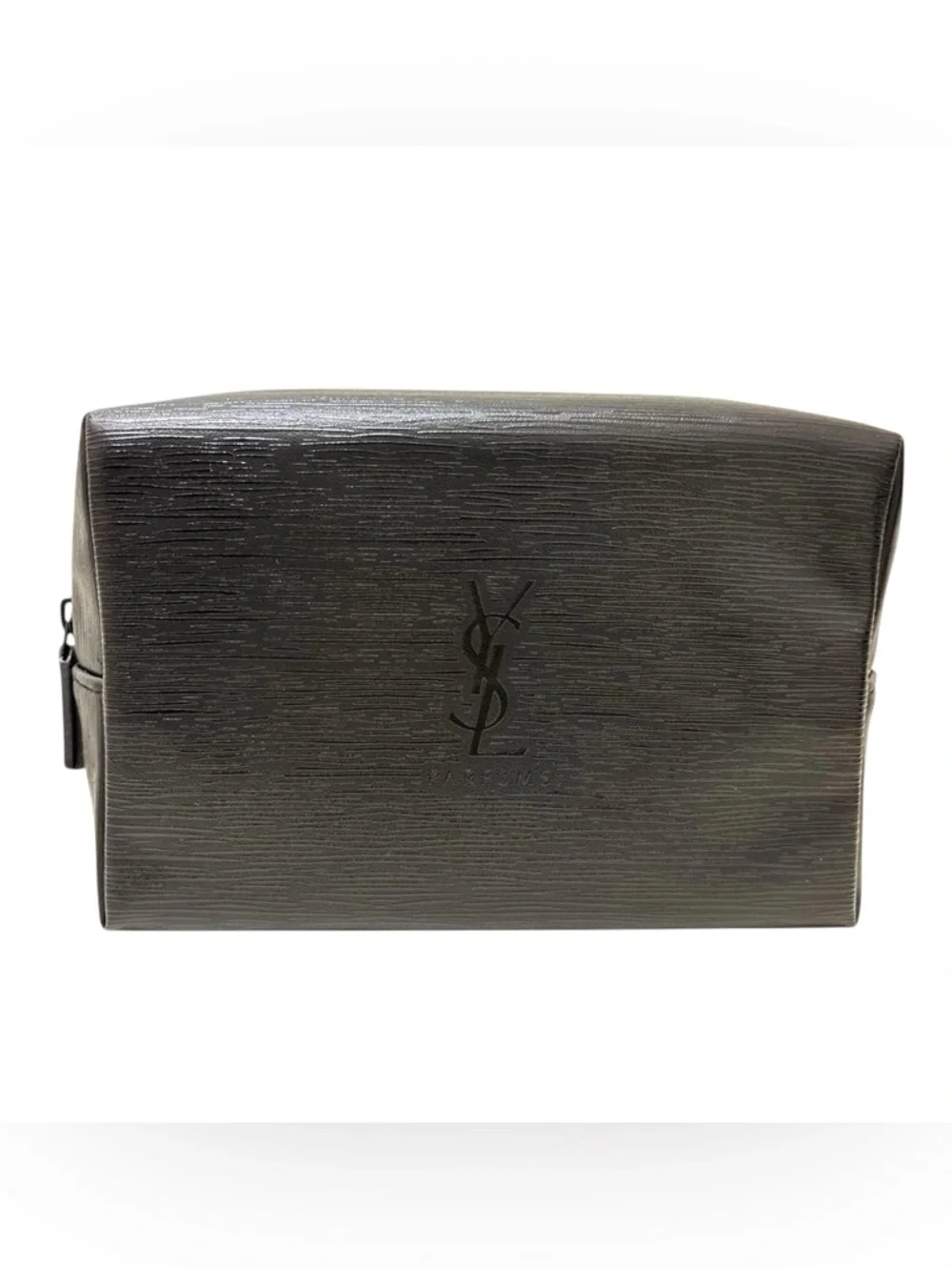 Yves Saint Laurent Black Textured Leather Toiletry Case